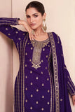 Pristine Purple Embroidered Vichitra Silk Palazzo Suit - women's fashion mart