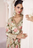 Iconic Off-White Floral Embroidered TB Silk Gown With Dupatta -Gown M women's fashion mart