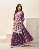 Seraphic Twilight Lavender Embroidered Sharara Suit - women's fashion mart