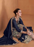 Classic Royal Blue Chinon Embroidered Palazzo Suit -Salwar Kameez M women's fashion mart
