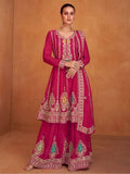 Fabulous Dark pink Chinon Embroidered Palazzo Suit - women's fashion mart