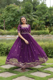 Gorgeous Zari Sequins Luxury Embroidered Faux Blooming Gown - women's fashion mart