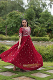 Designer Luxury Zari Sequined Embroidered Faux Blooming Gown - women's fashion mart