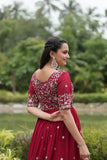 Designer Luxury Zari Sequined Embroidered Faux Blooming Gown - women's fashion mart