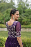 Designer Luxury Zari Sequined Embroidered Faux Blooming Gown - women's fashion mart