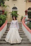Extraordinary Off-White Embroidered Viscos Jequard Lehenga Choli - women's fashion mart
