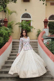 Extraordinary Off-White Embroidered Viscos Jequard Lehenga Choli - women's fashion mart