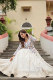 Extraordinary Off-White Embroidered Viscos Jequard Lehenga Choli - women's fashion mart