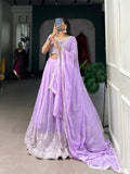 Dreamlike Lavender The Bridesmaid Embroidered Lehenga Choli - women's fashion mart