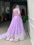 Dreamlike Lavender The Bridesmaid Embroidered Lehenga Choli - women's fashion mart