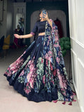 Phenomenal Tussar Silk Floral Printed Flared Lehenga Choli - women's fashion mart