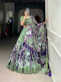 Phenomenal Tussar Silk Floral Printed Flared Lehenga Choli - women's fashion mart