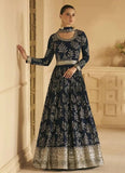 Navy Blue Faux Georgette Embroidered Anarkali Gown -Salwar Kameez L women's fashion mart