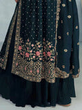 Fabulous Forest Green Faux Georgette Embroidered Palazzo Suit - women's fashion mart