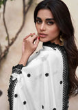 Stunning Black and White Chinon Embroidered Palazzo Suit - women's fashion mart
