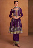 Passionate Purple Chinon Embroidered Palazzo Suit - women's fashion mart