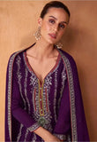 Passionate Purple Chinon Embroidered Palazzo Suit - women's fashion mart