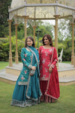 Exquisite Designer Printed and Embroidered Chinon Palazzo Set - women's fashion mart