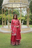 Exquisite Designer Printed and Embroidered Chinon Palazzo Set - women's fashion mart