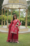 Exquisite Designer Printed and Embroidered Chinon Palazzo Set - women's fashion mart