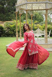 Exquisite Designer Printed and Embroidered Chinon Palazzo Set - women's fashion mart