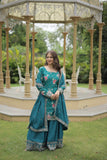 Exquisite Designer Printed and Embroidered Chinon Palazzo Set - women's fashion mart