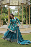 Exquisite Designer Printed and Embroidered Chinon Palazzo Set - women's fashion mart
