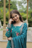 Exquisite Designer Printed and Embroidered Chinon Palazzo Set - women's fashion mart