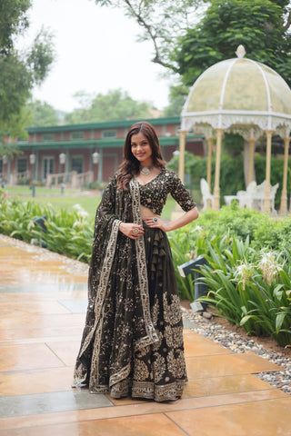 Iconic Mehndi Green Silk Heavy Embroidered Lehenga Choli - women's fashion mart