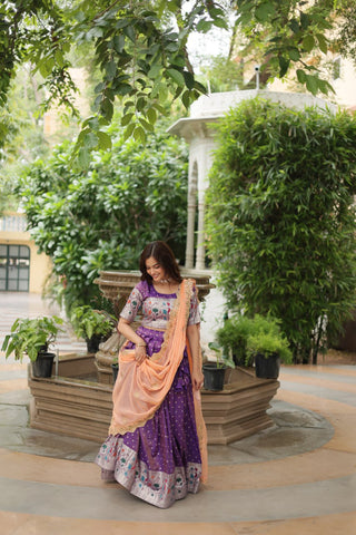 Luxurious and Exquisite Jacquard Silk Meena Weaved Lehenga Choli - women's fashion mart