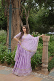 Elegant Luxurious Jacquard Golden Embroidered Lehenga Choli - women's fashion mart