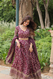 Elegant Luxurious Jacquard Golden Embroidered Lehenga Choli - women's fashion mart