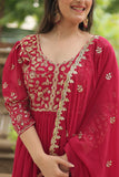 Precious Pink Faux Georgette Sequined Embroidered Gown - women's fashion mart