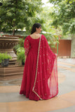 Precious Pink Faux Georgette Sequined Embroidered Gown - women's fashion mart