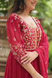 Precious Pink Faux Georgette Sequined Embroidered Gown - women's fashion mart