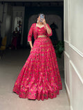 Luminous Pink Silk Floral Printed Jacket Lehenga Choli - women's fashion mart