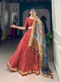 Vivid Chinon Silk Plain Lehenga Choli With Printed Dupatta - women's fashion mart