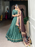 Vivid Chinon Silk Plain Lehenga Choli With Printed Dupatta - women's fashion mart