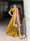 Vivid Chinon Silk Plain Lehenga Choli With Printed Dupatta - women's fashion mart