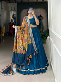 Vivid Chinon Silk Plain Lehenga Choli With Printed Dupatta - women's fashion mart