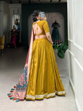 Vivid Chinon Silk Plain Lehenga Choli With Printed Dupatta - women's fashion mart