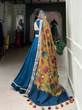 Vivid Chinon Silk Plain Lehenga Choli With Printed Dupatta - women's fashion mart
