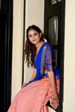 Precious Peach Kanchipuram Zari Weaved Lehenga Choli - women's fashion mart