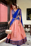 Precious Peach Kanchipuram Zari Weaved Lehenga Choli - women's fashion mart