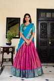 Pristine Pink Kanchipuram Zari Weaved Lehenga Choli - women's fashion mart