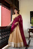 Captivating Cream Kanchipuram Zari Weaved Lehenga Choli - women's fashion mart