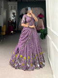 Stunning Simmer Silk Lavender Embroidered Lehenga Choli - women's fashion mart