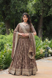 Gorgeous Brown Heavy Embroidered Georgette Lehenga Choli - women's fashion mart