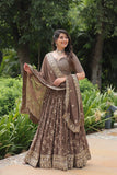 Gorgeous Brown Heavy Embroidered Georgette Lehenga Choli - women's fashion mart