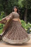 Gorgeous Brown Heavy Embroidered Georgette Lehenga Choli - women's fashion mart